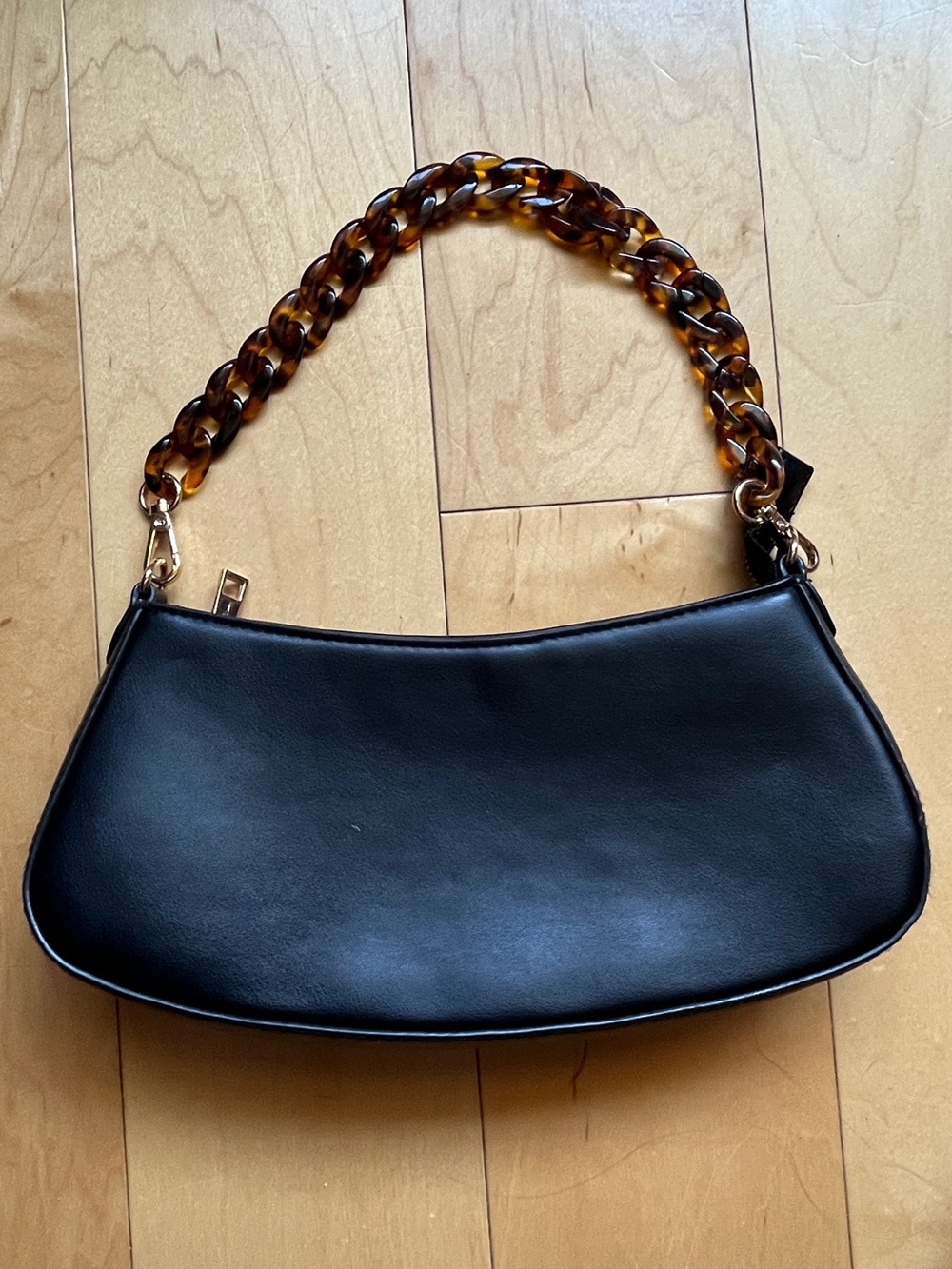 a new day Black Shoulder Bag with Tortoiseshell Chain